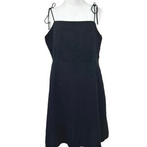 Old Navy Women Black Linen Tie Sundress XL Sleeveless Smocked Back Casual Dress
